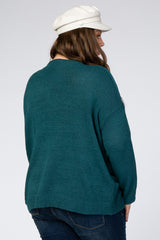 Teal Wide Neck Lightweight Maternity Plus Sweater