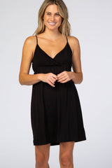 Black V-Neck Babydoll Sleep Dress