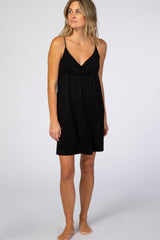 Black V-Neck Babydoll Sleep Dress