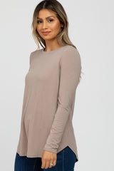 Taupe Basic Long Sleeve Top