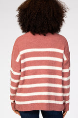 Mauve Striped Fuzzy Knit Sweater