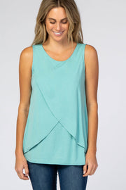 Emerald Green Solid Sleeveless Nursing Top