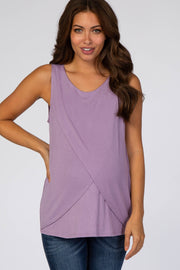 Lavender Solid Sleeveless Maternity Nursing Top