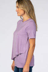 Lavender Short Sleeve Curved Hem Nursing Top