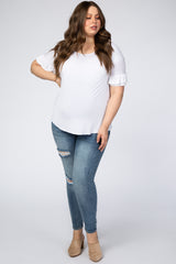 Blue Distressed Skinny Maternity Plus Jeans