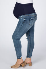 Blue Distressed Skinny Maternity Plus Jeans