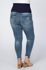 Blue Distressed Skinny Maternity Plus Jeans