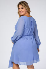 Periwinkle Chiffon Plus Maternity Wrap Dress