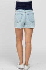 Light Wash Distressed Denim Maternity Shorts