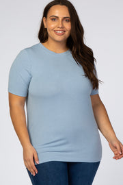 Light Blue Short Sleeve Plus Top