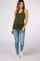 Olive Racerback Maternity Tank Top