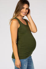 Olive Racerback Maternity Tank Top