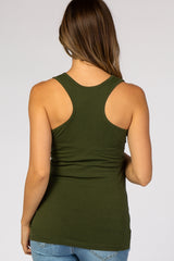 Olive Racerback Maternity Tank Top