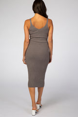 Heather Grey Sleeveless V-Neck Sweater Dress