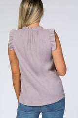 Lavender Mock Neck Ruffle Sleeve Maternity Top