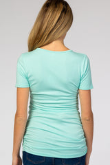 Mint Ruched Short Sleeve Maternity Top