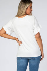 Ivory Ruffle Short Sleeve Maternity Top