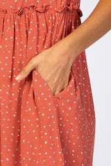 Coral Speckled Button Front Dress