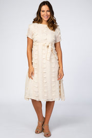 Cream Floral Applique Dress