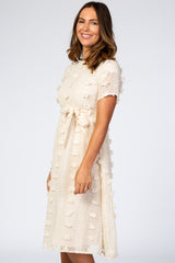 Cream Floral Applique Dress