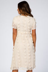 Cream Floral Applique Dress