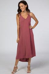 Mauve Cross Back Midi Dress