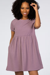 Lavender Ribbed Babydoll Dress