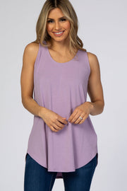 Lavender Rounded Hem Sleeveless Top