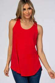 Red Basic Sleeveless Top