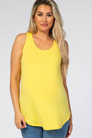 Yellow Rounded Hem Sleeveless Maternity Top