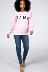 Light Pink Screen Print Mama Pullover Sweatshirt