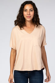 Light Taupe Pocket Front Dolman Top