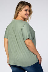 Olive Pocket Front Dolman Maternity Plus Top