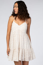 Ivory Animal Print Babydoll Dress