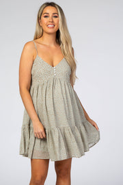 Light Olive Animal Print Babydoll Maternity Dress