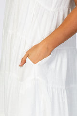 Ivory Tiered High Neck Maxi Dress