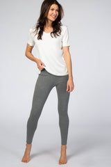 Heather Grey Foldover Waistband Maternity Leggings