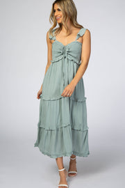 Dusty Mint Ruffle Tiered Midi Dress