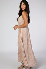 Light Mauve Floral Tiered Maxi Dress