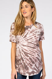 Purple Tie Dye Short Sleeve Maternity Top