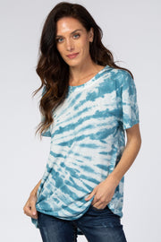 Blue Tie Dye Short Sleeve Top