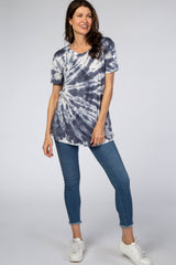 Navy Tie Dye Short Sleeve Top