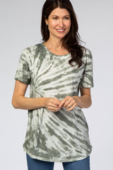 Olive Tie Dye Short Sleeve Maternity Top