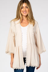 Beige Crochet Detail Maternity Cover Up