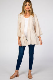 Beige Crochet Detail Maternity Cover Up