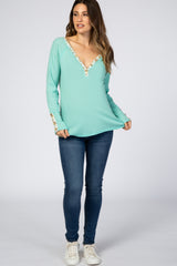 Mint Floral Accent Maternity Top