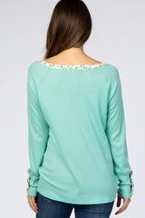 Mint Floral Accent Maternity Top