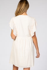 Cream Textured Babydoll Maternity Dress