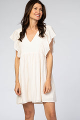 Cream Textured Babydoll Maternity Dress