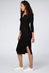 Black 3/4 Sleeve Midi Dress